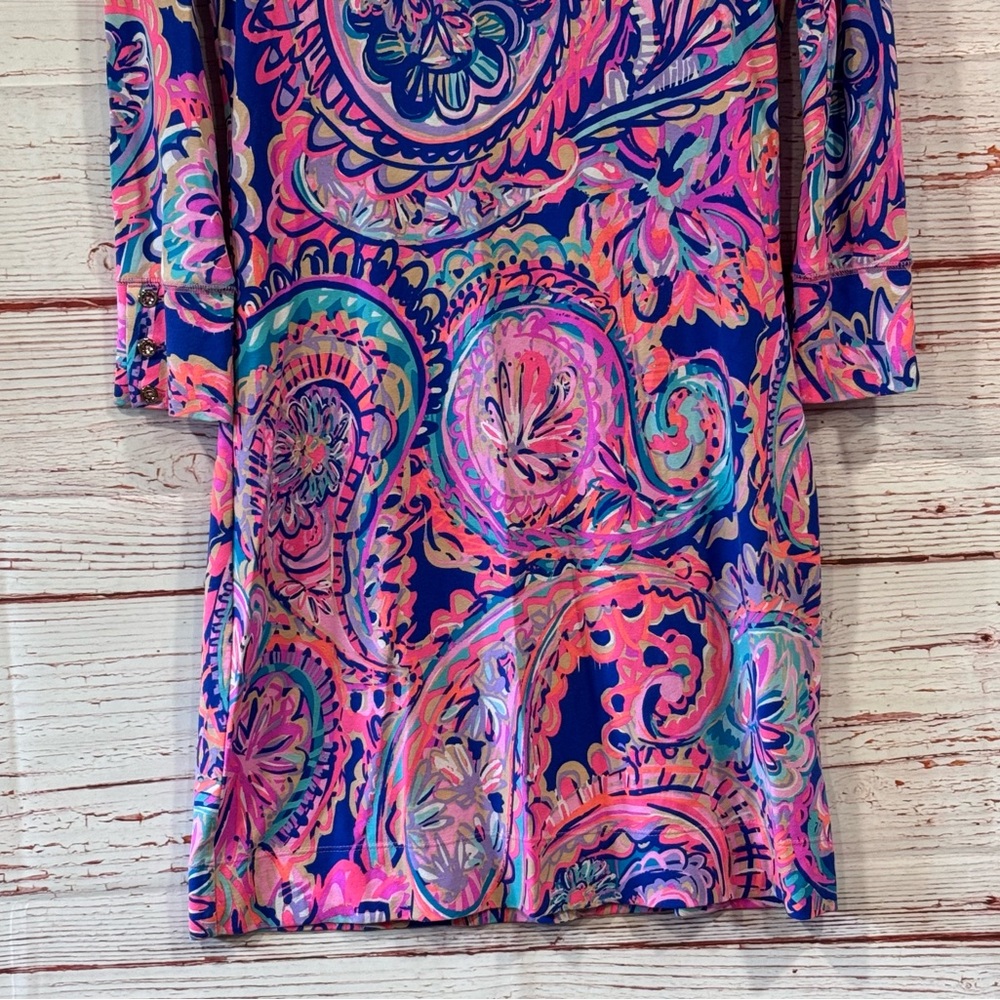Lilly Pulitzer UPF 50+ Sophie Dress in Blue Currant Drop Me A Lime Sz XS - Picture 8 of 14